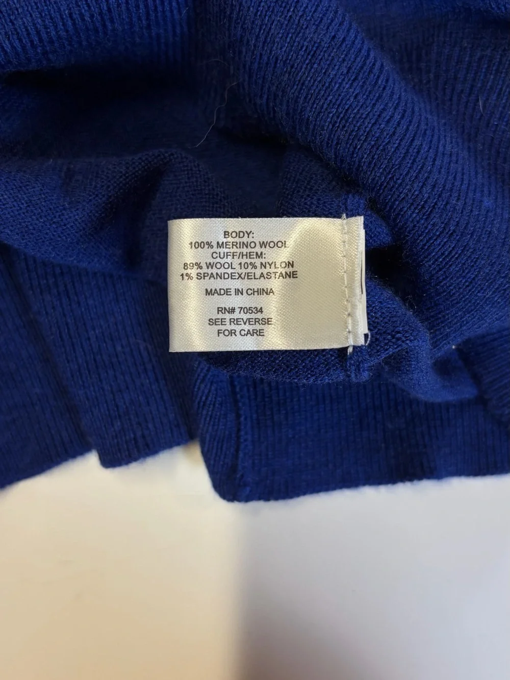 Orvis 100% Merino Wool Sweater Mens Large Cobalt Blue V Neck Pullover